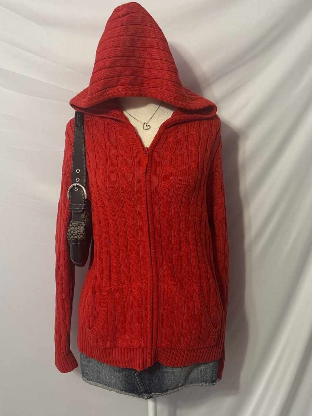 Vintage Preppy Cottage Red St John’s Bay Zip Up Sweater Jacket